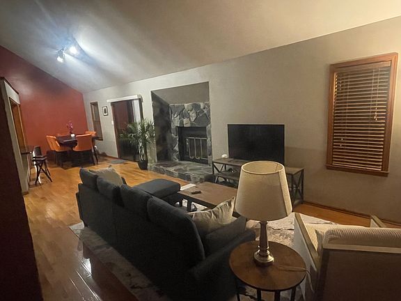 Open living room and dining room (view from main entrance).