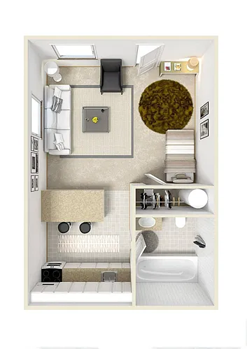 Floor plan Studio Renovated