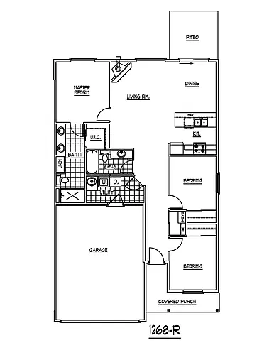 Floor plan CV 3x2 - 1288 2 Car Garage Rambler