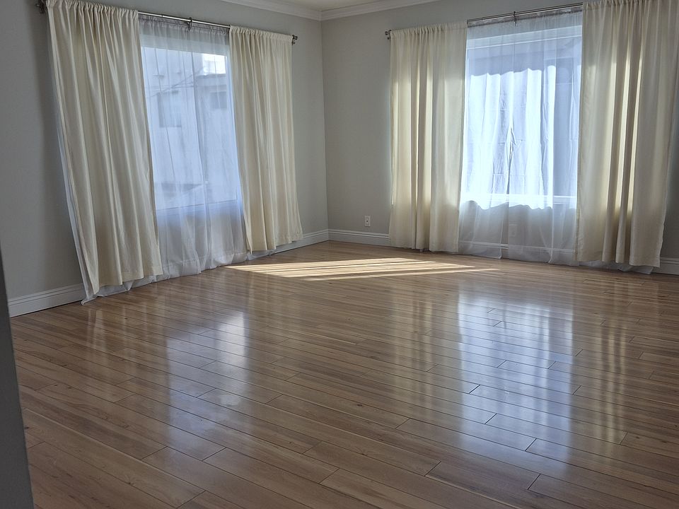 Spacious living room with picture windows