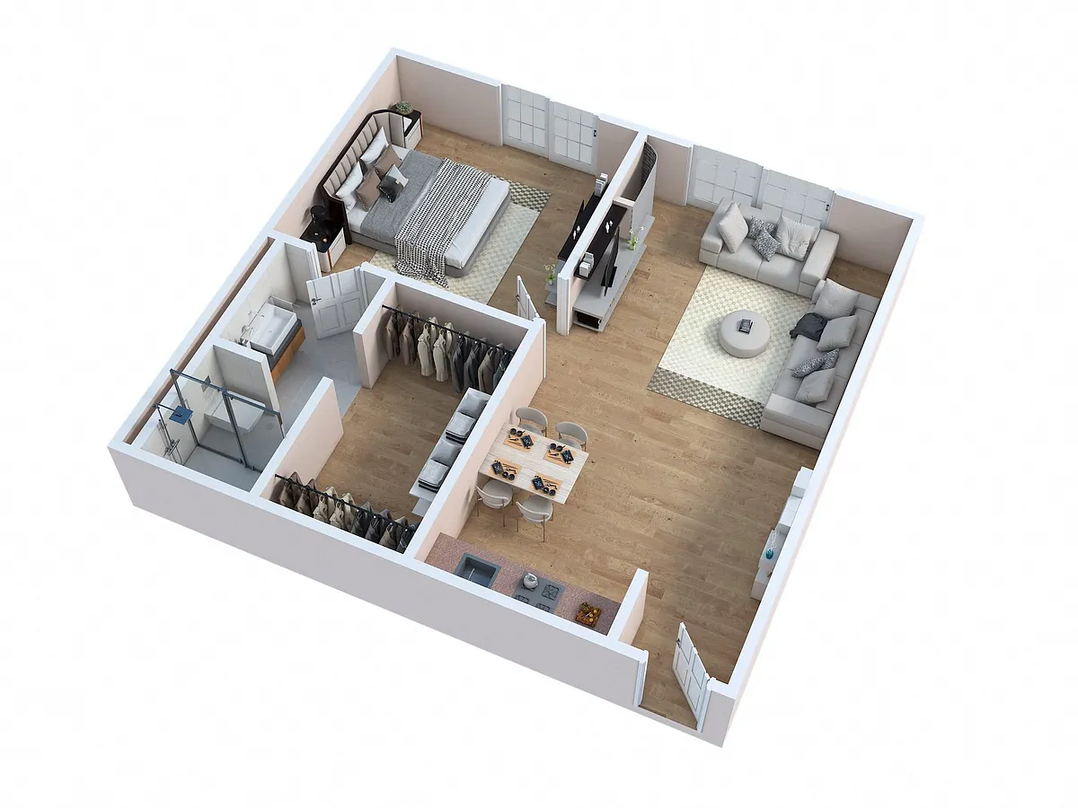 Floor plan One Bedroom - B