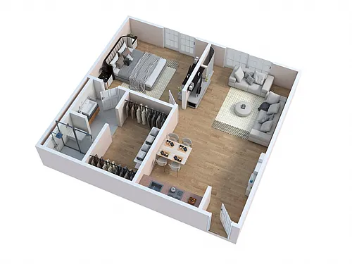 Floor plan One Bedroom - B