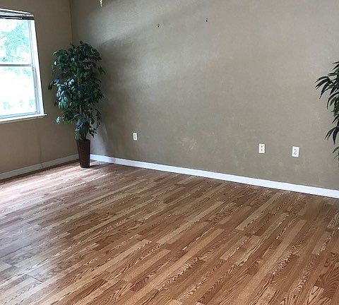 Living area with wood floors