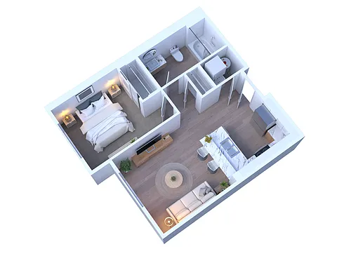 Floor plan 1 Bedroom 1 Bath 555 sqft