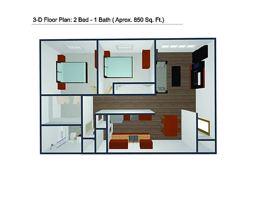 Floor plan Two Bedroom Yard