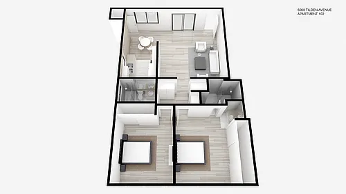 Floor plan Two Bed ~ Two Bath