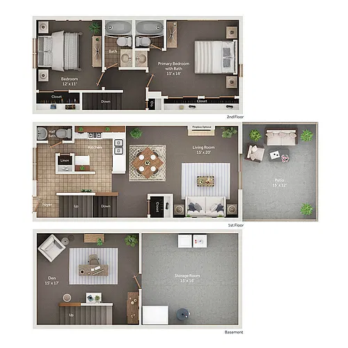 Floor plan 2-bedroom Classic Townhome