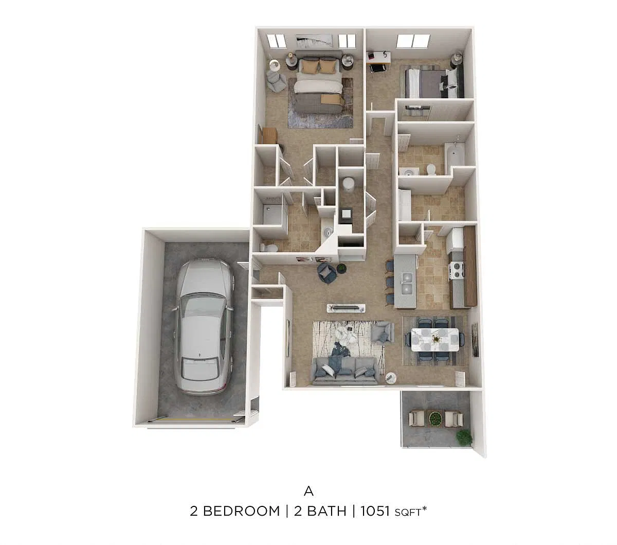 Floor plan Two Bedroom 2 Bath- Lower Level W/ Garage
