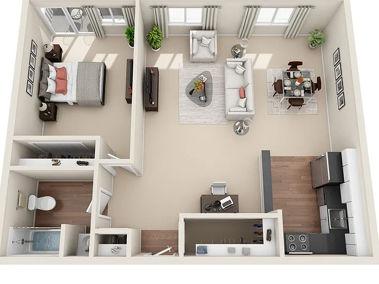1 Bedroom - 744 SF 1 Bedroom - 744 SF
