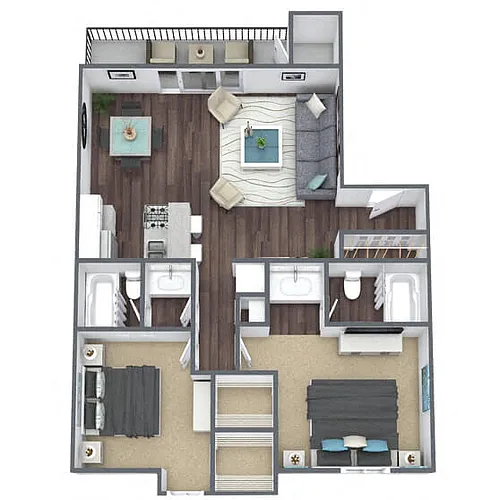 Floor plan B2: 2 Bed 2 Bath