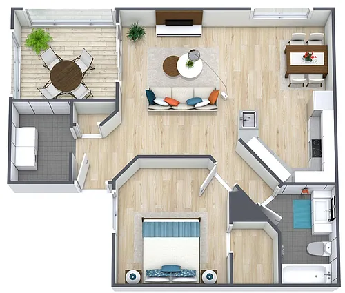 Floor plan 1BR - 1BTH Deluxe Renovated