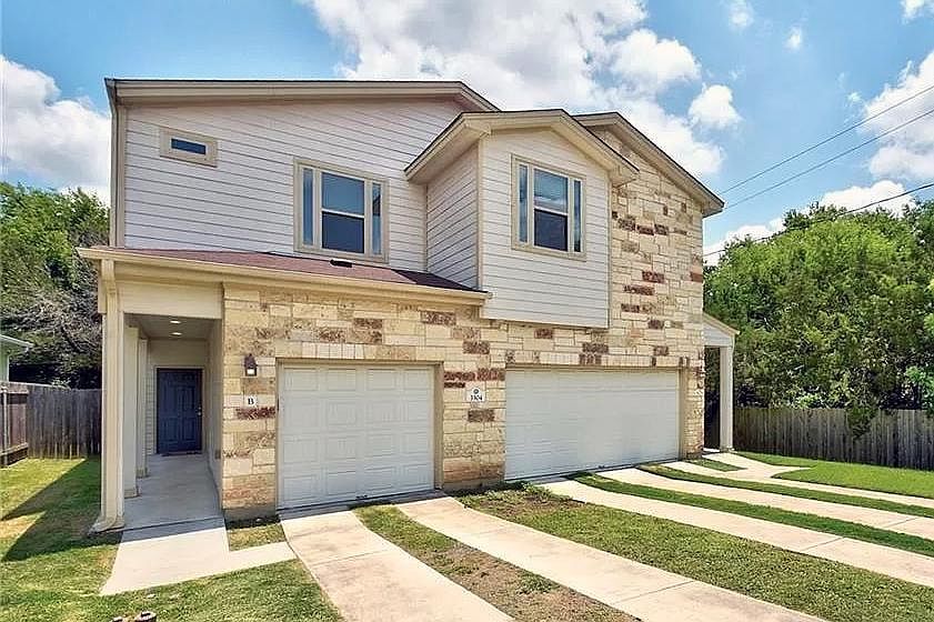 Unit B with one-car garage and entrance from the side