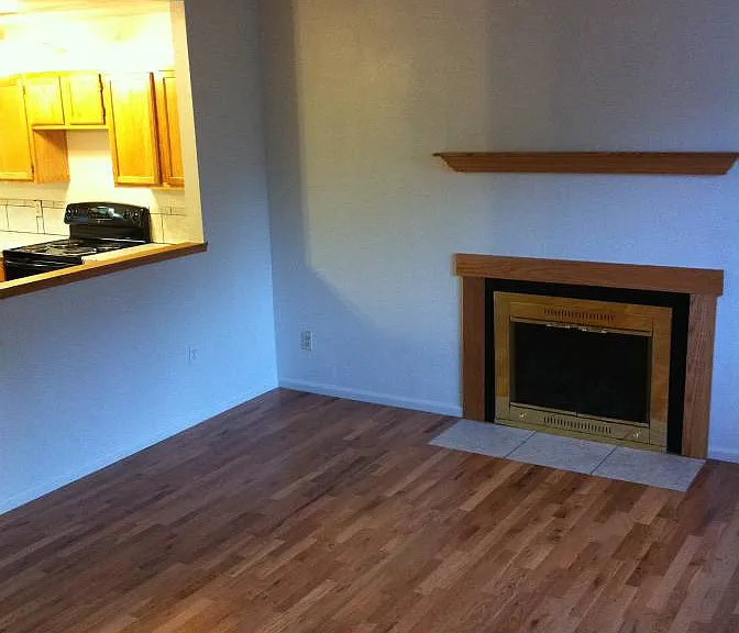 Living room with working fireplace
