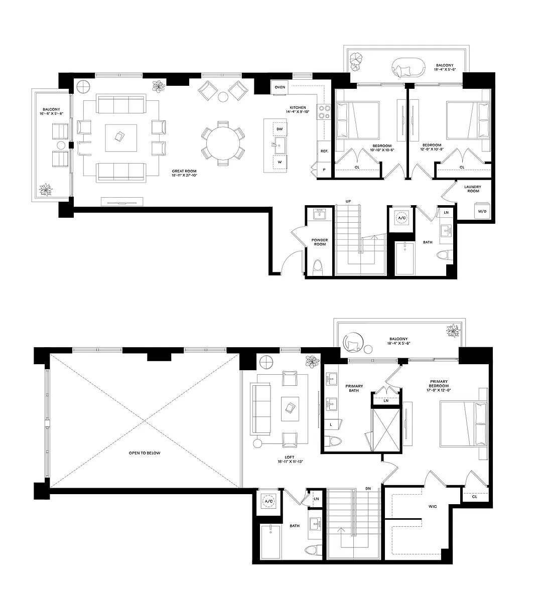 Floor plan 3 Bed/3.5 Bath Loft-TH4