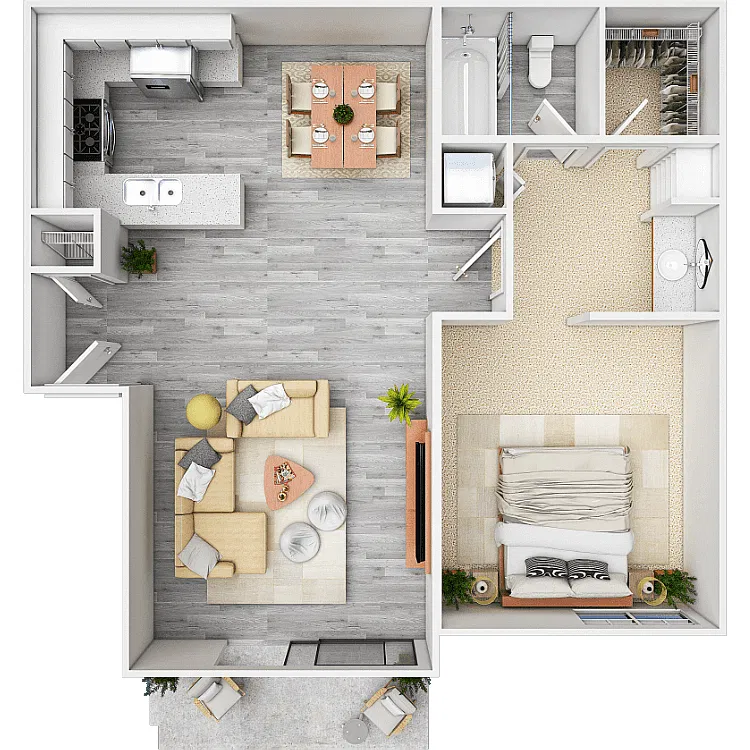 Floor plan Model A 1 Bdrm - 1 Bath