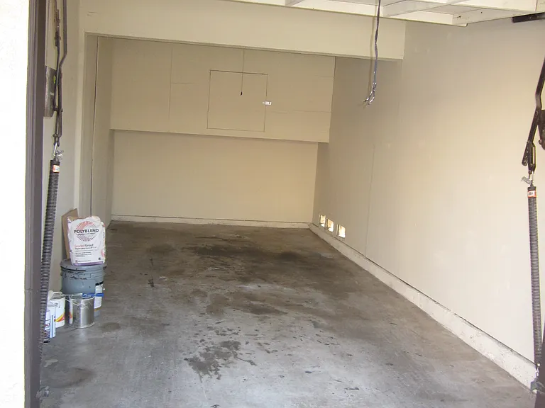 freshly painted and cleaned garage