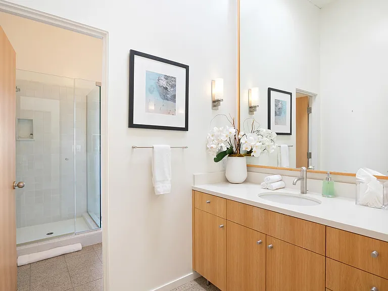 Jump into a hot shower and dry off with fresh, clean towels.