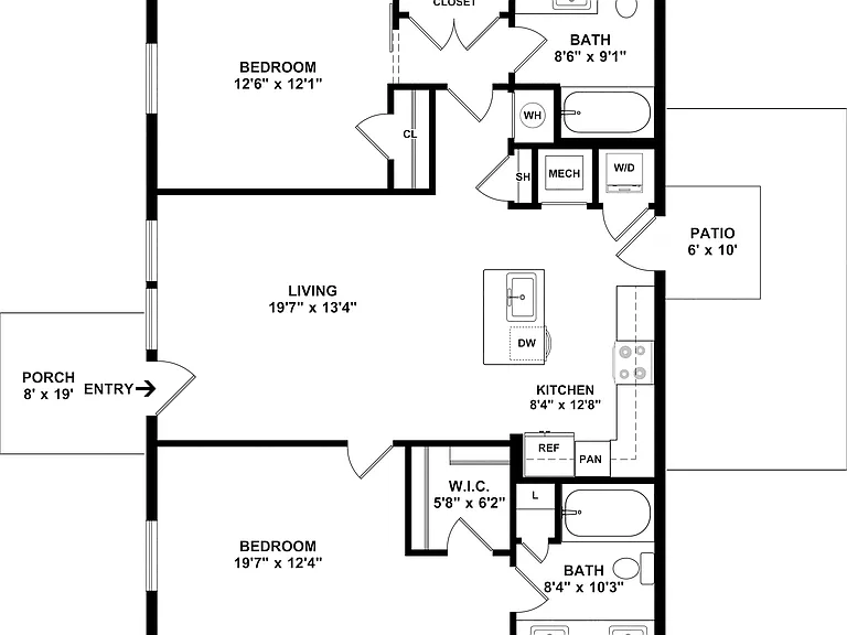 2 Bedroom | 2 Bathroom Duplex with Measurements 2 Bedroom | 2 Bathroom Duplex with Measurements