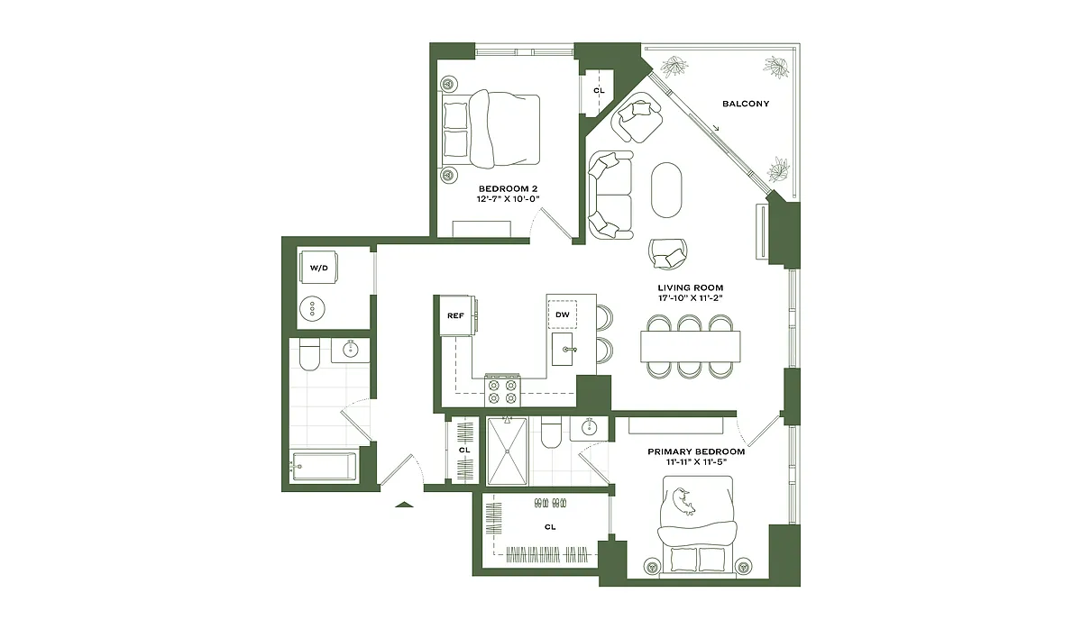 Floor plan 2 Bed/2 Bath-B7