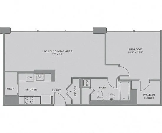 Floor plan 1 Bed/1 Bath-A17
