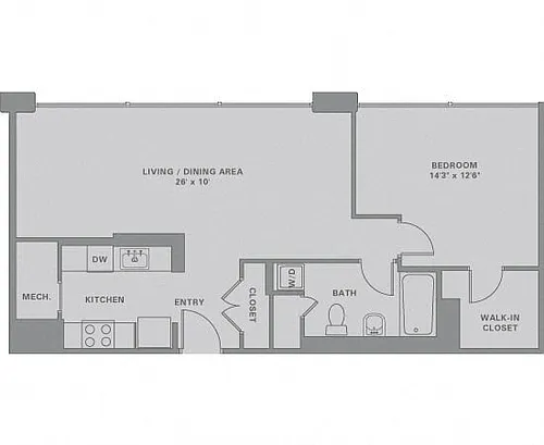 Floor plan 1 Bed/1 Bath-A17