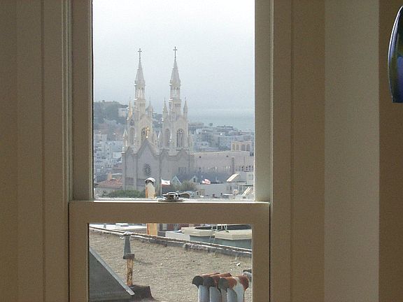 View from dining room on a foggy day