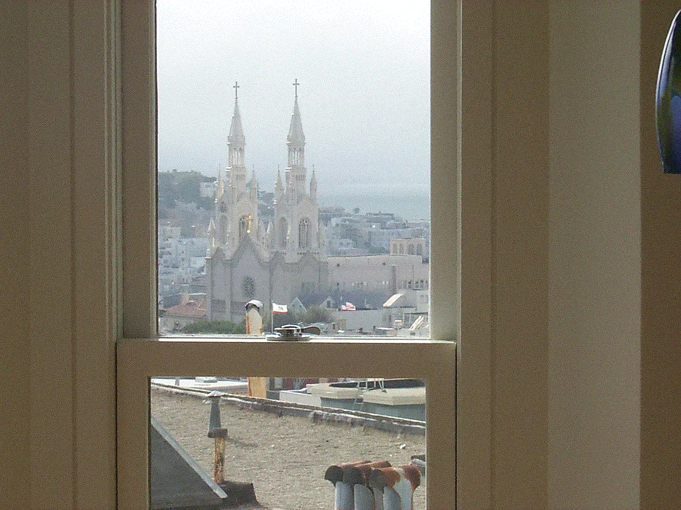 View from dining room on a foggy day