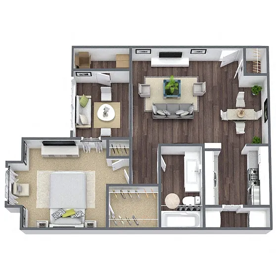 Floor plan A2: 1 Bed 1 Bath