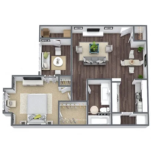 Floor plan A3: 1 Bed 1 Bath