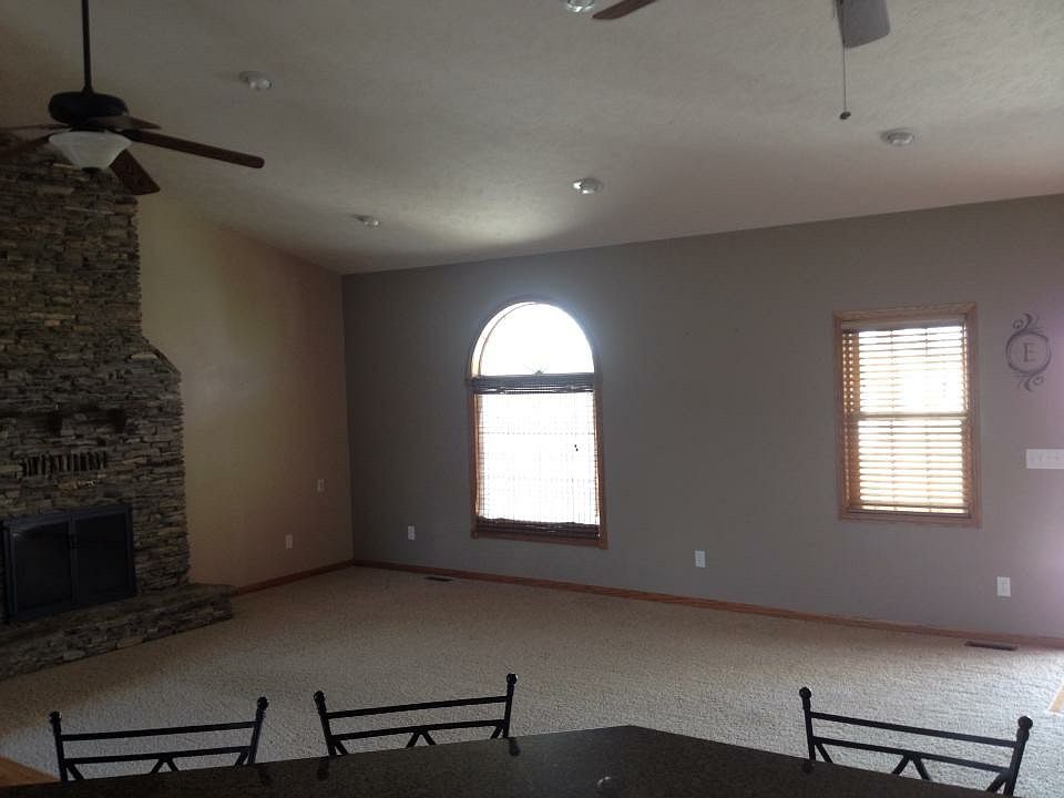 Living room with wood burnin