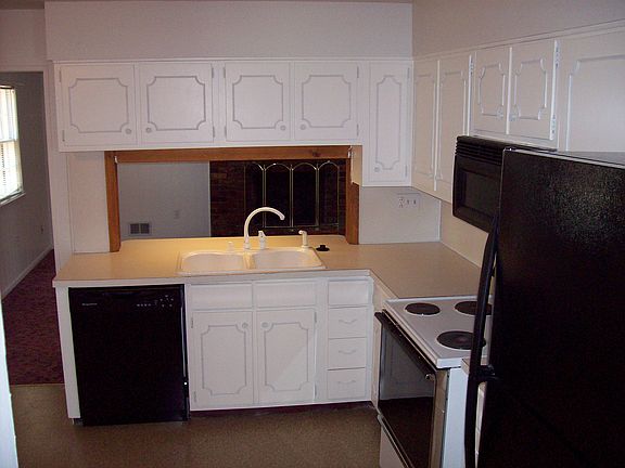 kitchen overlooking den area