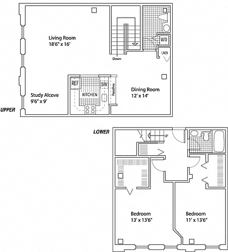 Floor plan 2 Bed 1.5 Bath - Bi-Level