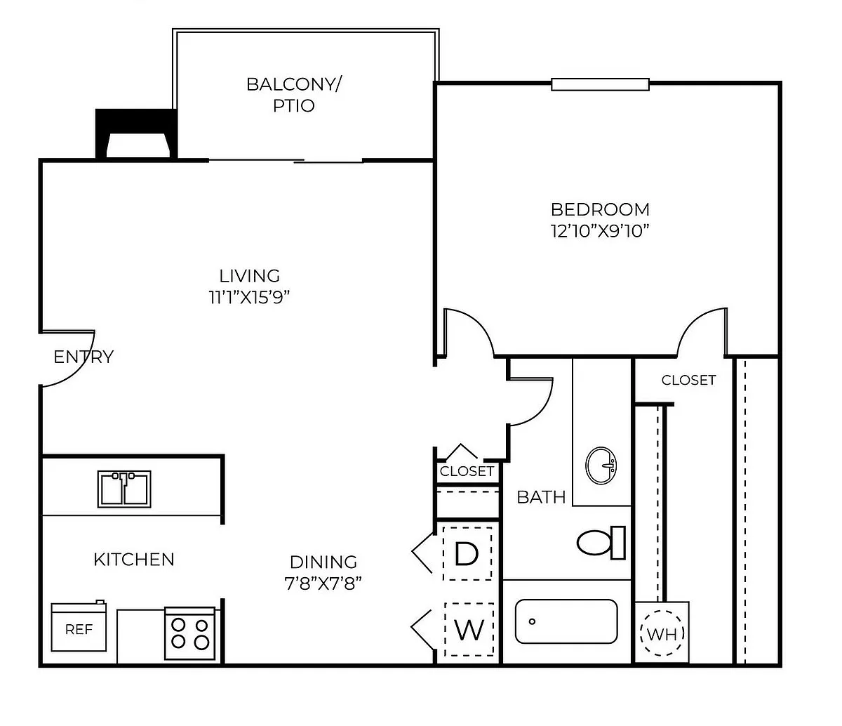 Floor plan A19 | 1 Bed | 1 Bath | Classic