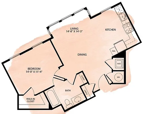 Floor plan Portland Flats A4 1 Bed 1 Bath
