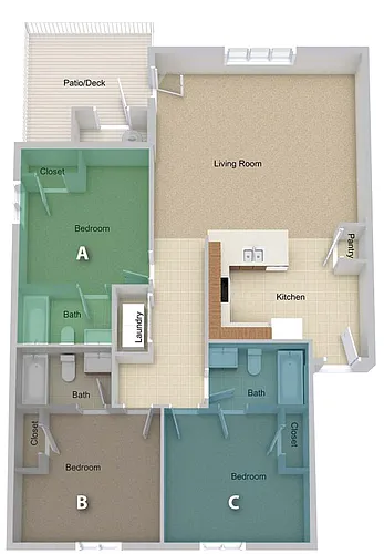 Floor plan By The Person Pricing - Three Bedroom