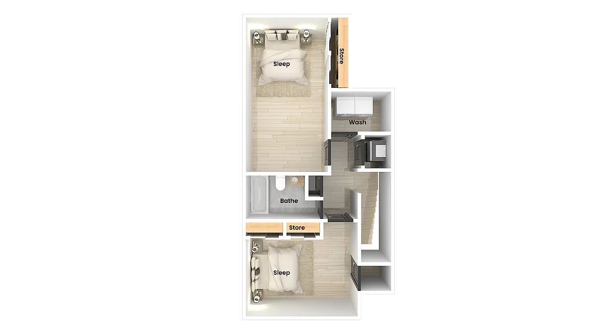 Floor plan 2 Bed Townhome
