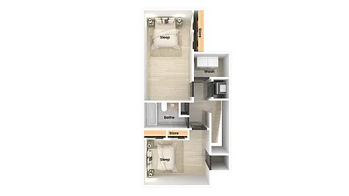 Floor plan 2 Bed Townhome