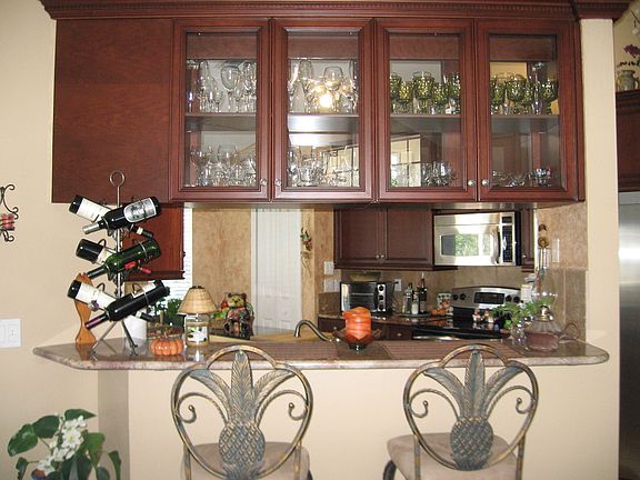 Granite counter open to Kitchen