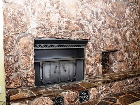 Rock fireplace hearth