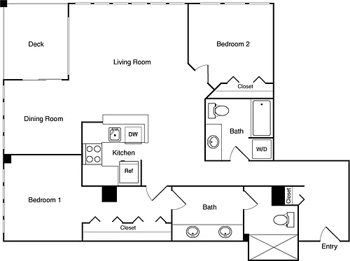 Floor plan 2 Bed 508 NW