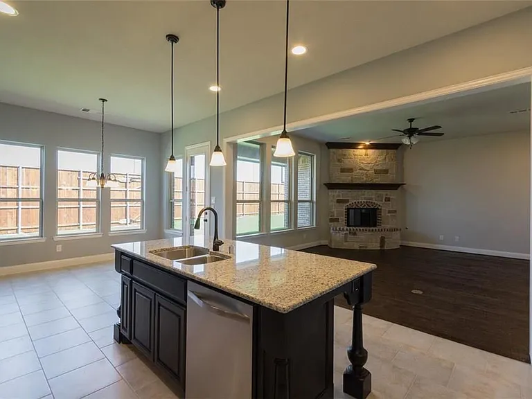 Open floor plan with kitchen and living room