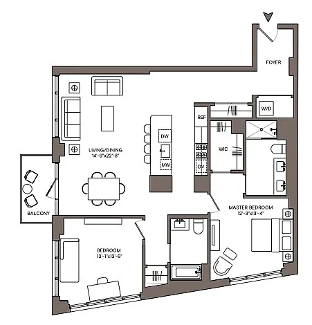 Floor plan NW 2BR