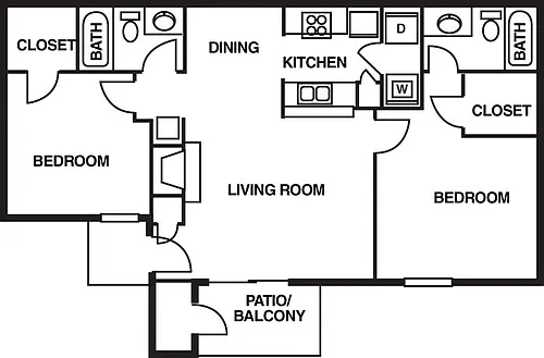 Floor plan B150 - 2 Bedroom, 2 Bathroom