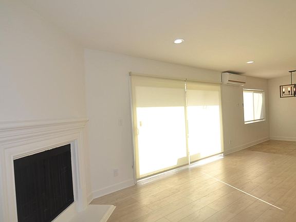 Living room with shades down