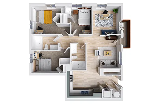 Floor plan 3 Bed 2 Bath + 1 Study Room