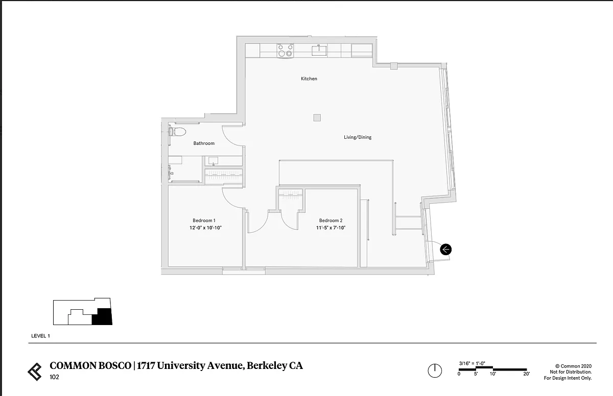 Floor plan 2 Bed 1 Bath - 860 sqft