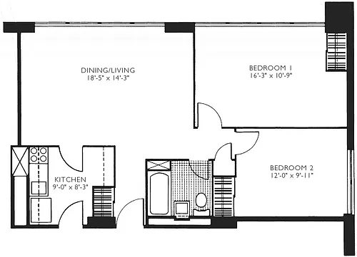 Floor plan Two Bedroom