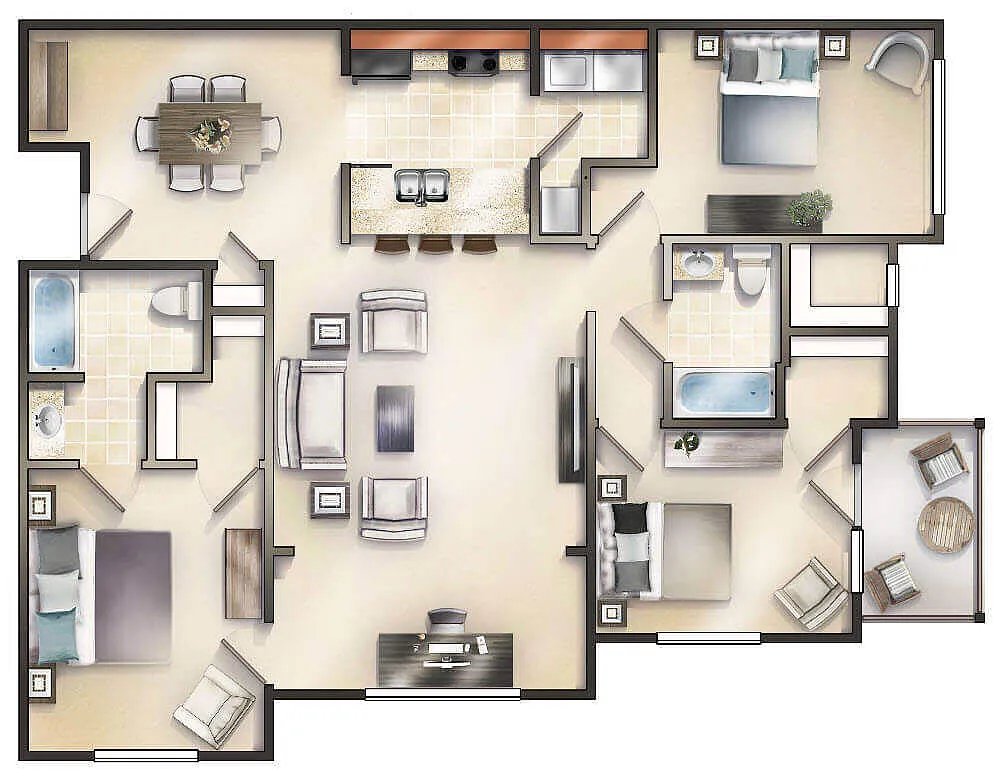 Floor plan The Dartmouth with Sunroom and Balcony