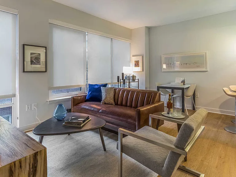 Living Room with Hard Surface Flooring and Furnishings by Room & Board