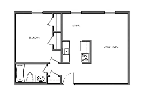 Floor plan 1 Bedroom, 1 Bath